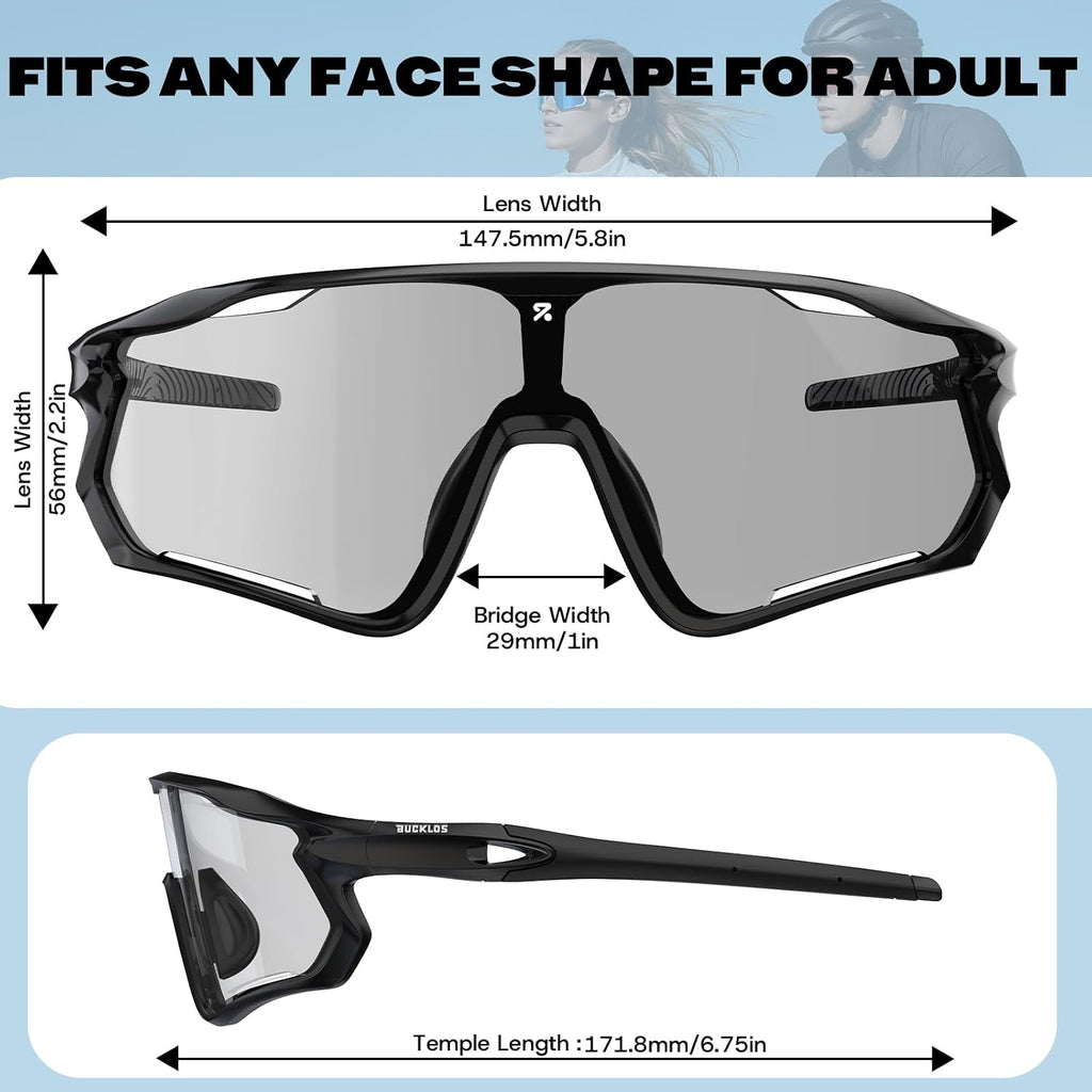 Photochromic Cycling Sunglasses for Men Women- Bike Sports Glasses | UV400 Protection TR90 Frame for Mountain Bike MTB Riding Safety