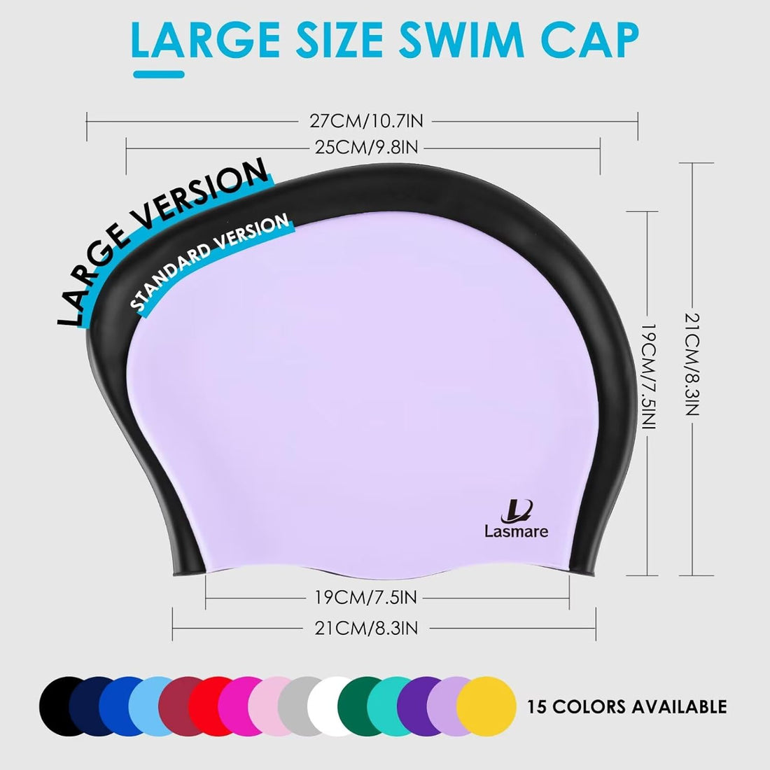 Large Long Hair Swim Cap with Extra Room for Women Men, Silicone Swimming Cap Fo