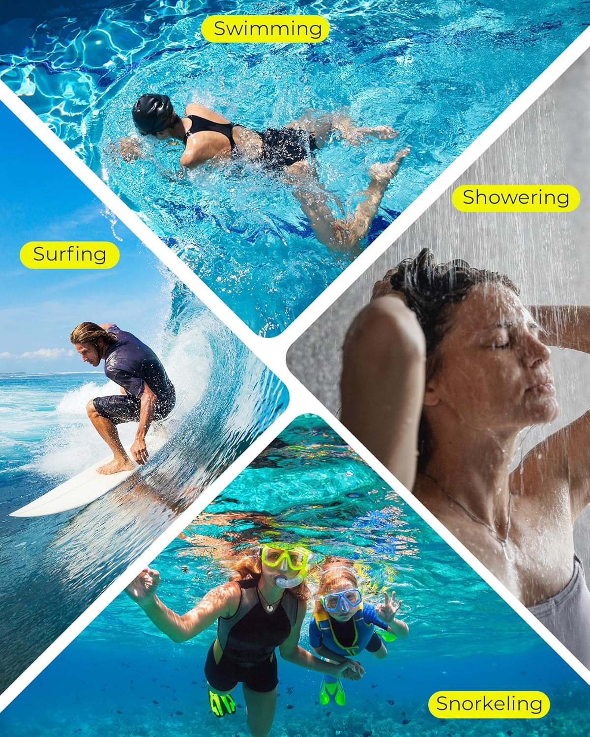 3 Pairs Swimming Earplugs Waterproof Silicone Ear Plugs for Swimming Surfing Shower Kayaking, Water Out Sound in Comfortable Reusable Ear Protection for Adults Teens with Storage Case, Black Gray Blue