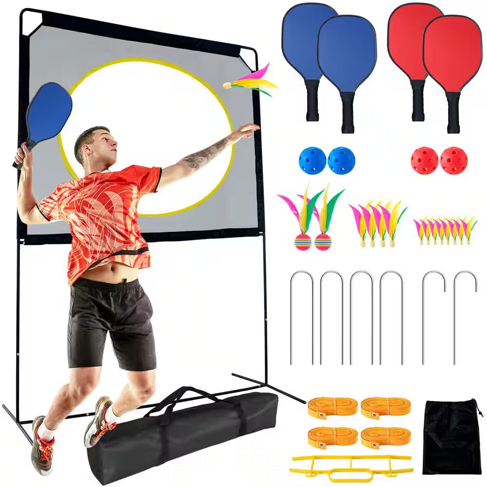 Portable Pickleball with Net 5 Ft. X 7 Ft. Pickleball System Pickleball Game Sets Fun Games for Adults and Family