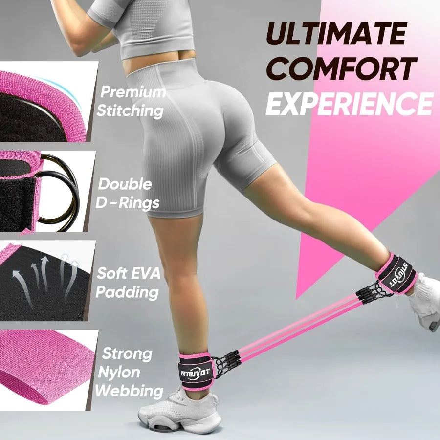 Ankle Resistance Bands with Cuffs Workout Sets for Women Resistance Bands for Working Out Exercise Band for Leg Booty Home Gym