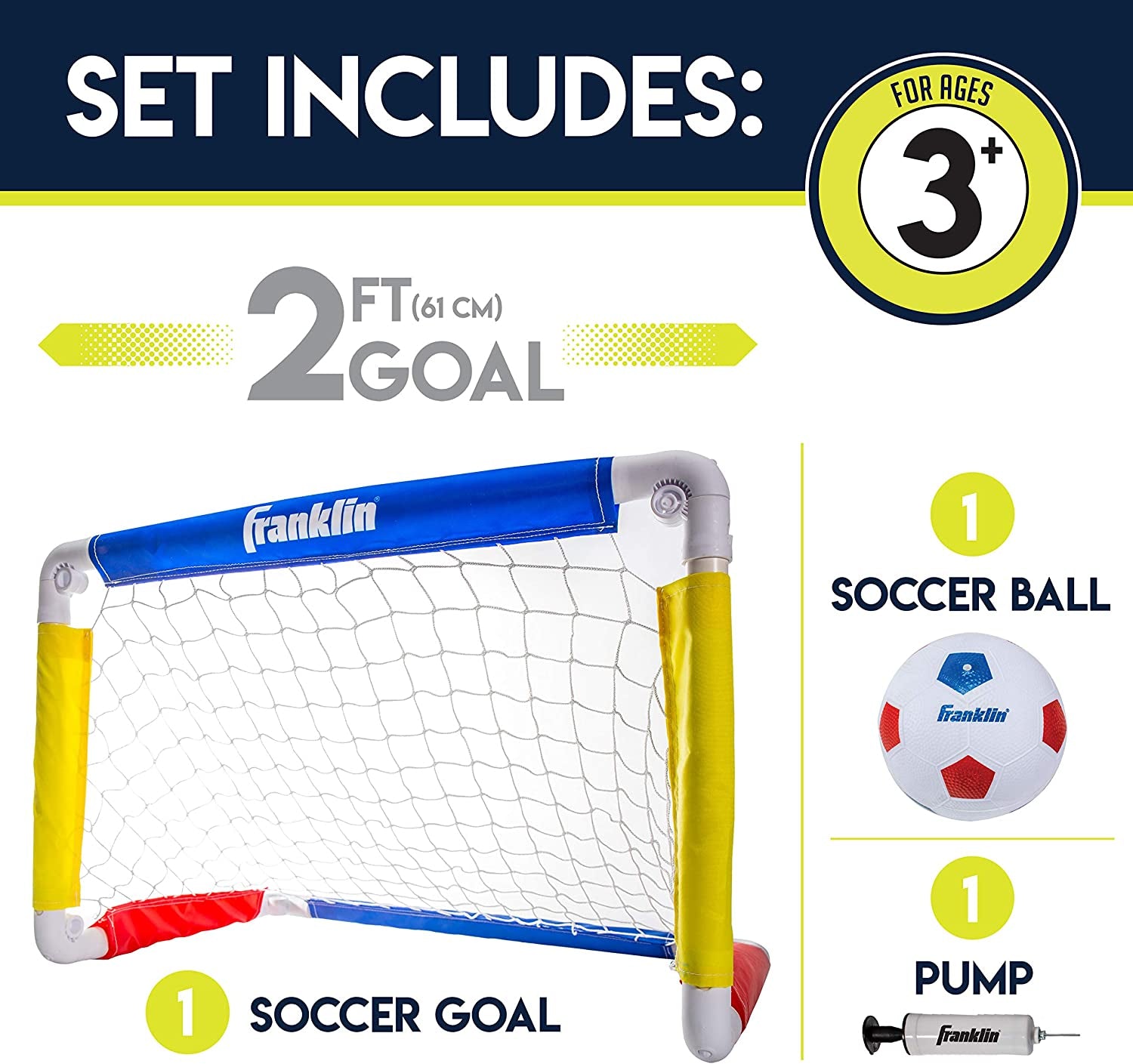 Franklin Sports Kids Soccer Goal with Ball & Pump - 24 X 16