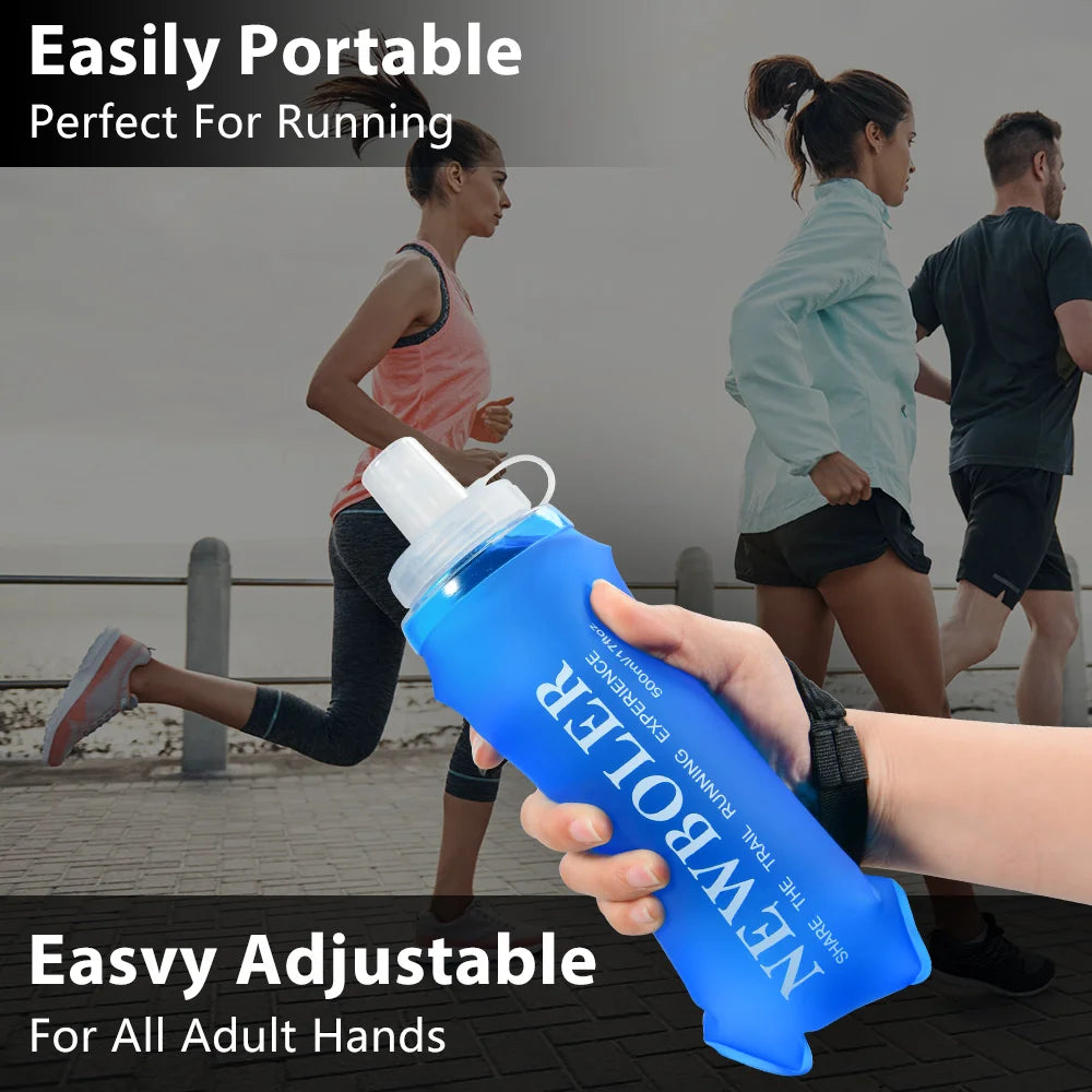 Ultra Lightweight Foldable Wristband 500Ml Water Bottle Outdoor Sports Water Bag Running Fixed anti Slip TPU Soft Water Bottle