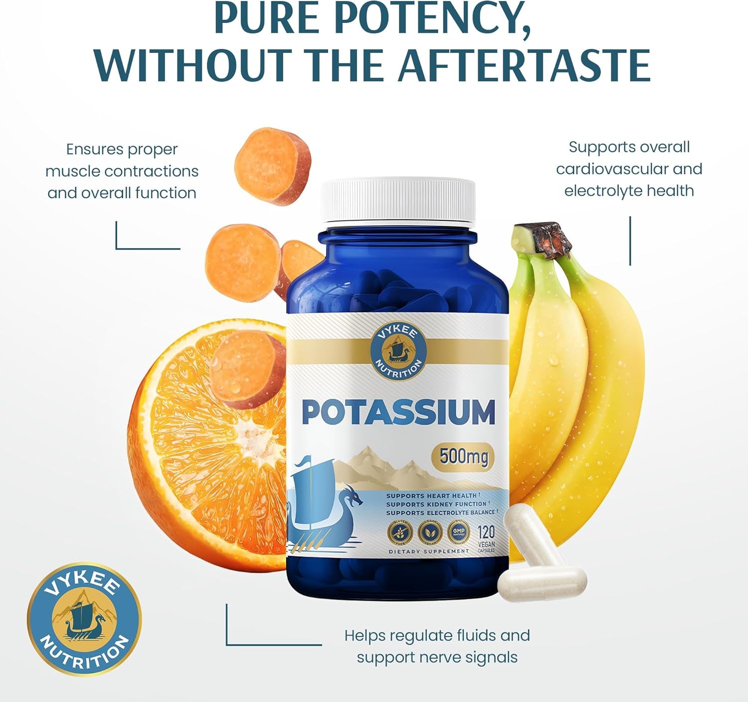 Potassium Citrate Capsules Helps Electrolyte Balance 500 Mg | Supplements for Electrolyte Balance, Muscle & Heart Health - Vegan, Non-Gmo, Gluten Free - 500 Mg, 120 Count