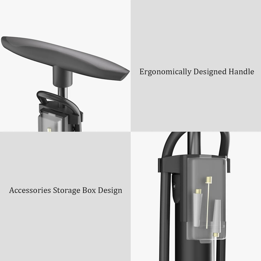 Bike Floor Pump with Gauge,Floor Bicycle Pump with Both Presta and Schrader Bicycle Pumps Valves High Pressure 160Psi Multi-Purpose Portable Air Pump for Road Bike MTB Sports Balls