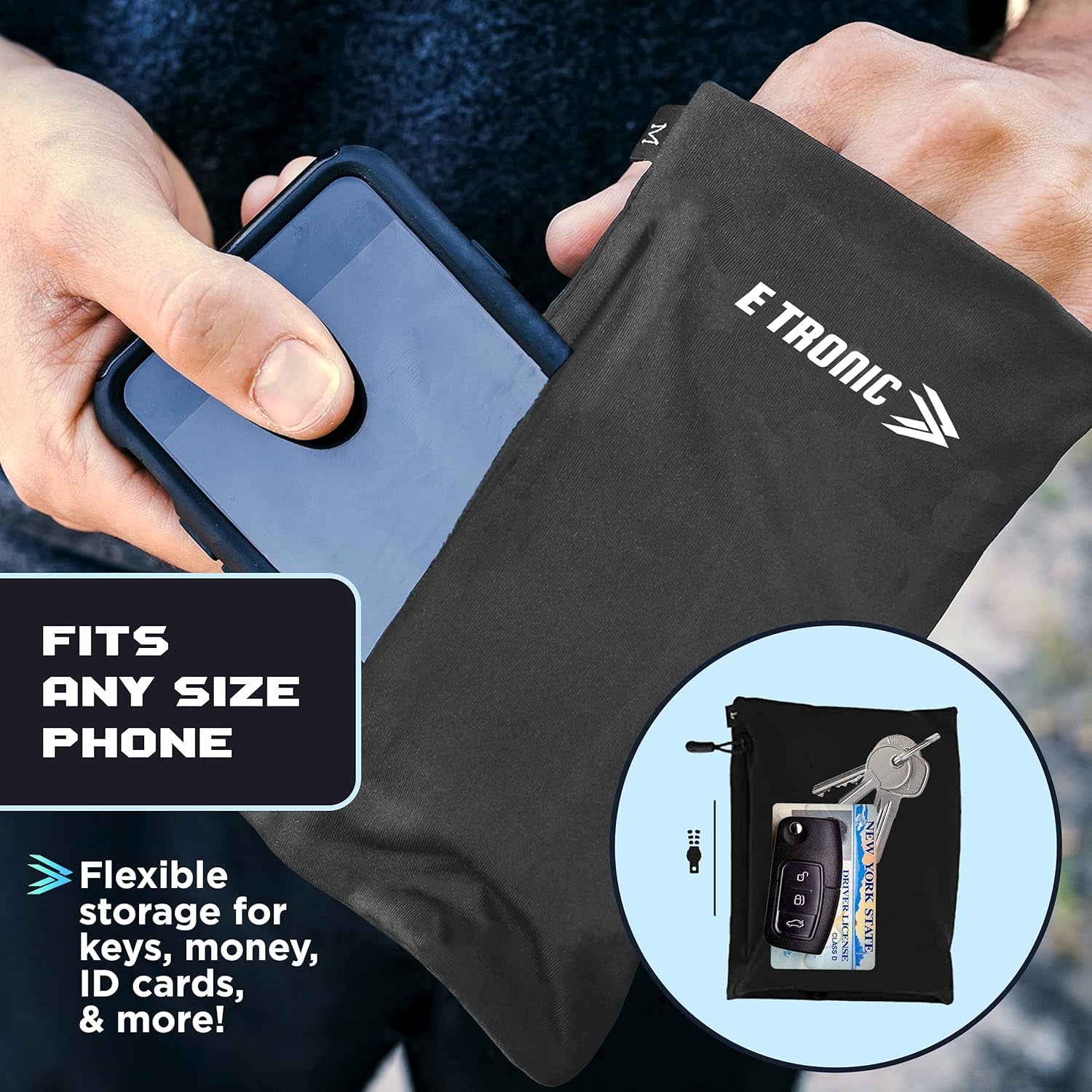 Phone Holder for Running, Cell Phone Arm Bands with Reflective Logo, Phone Strap Armband Fits Iphone and Android, Use for Running, Walking, Hiking and Biking, Blue, XL