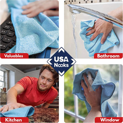 Microfiber Cleaning Cloths-Microfiber Towels-Turq- Pack of 12 (12.5"X12.5")