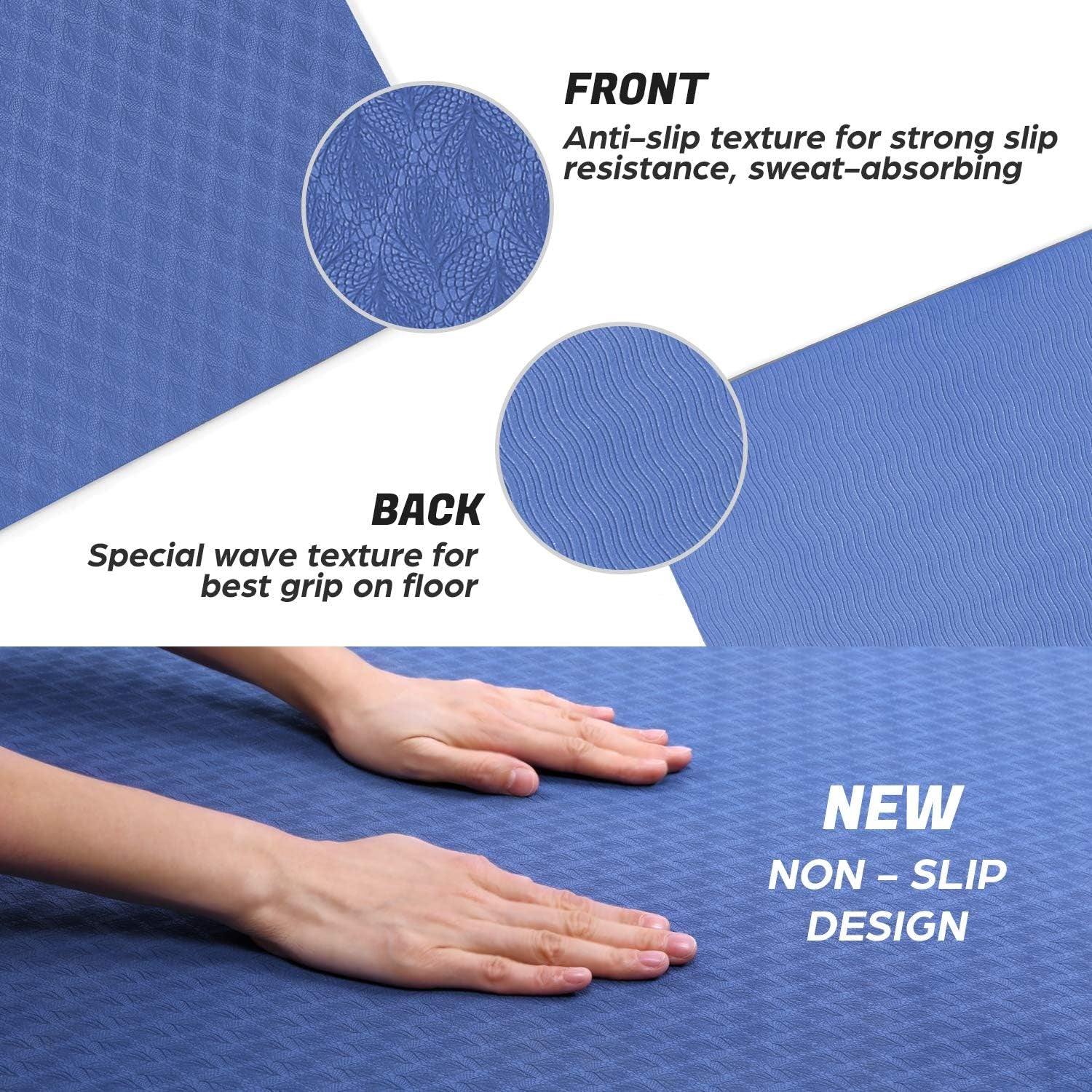 Large Yoga Mat for Pilates Stretching Home Gym Workout, Extra Thick Non Slip Exercise Mat, Extra Wide Fitness Mat for Men and Women, Mutil-Size X 1/4&