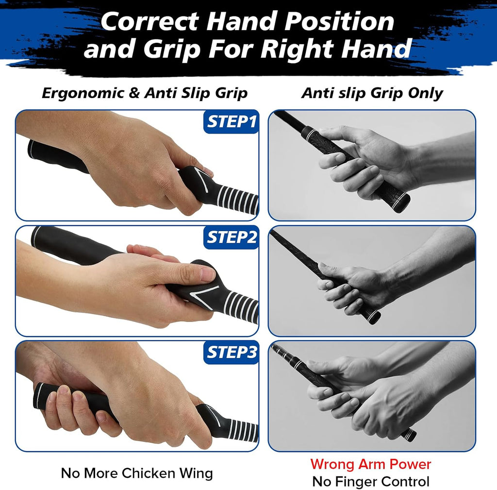 Retractable Golf Swing Trainer with Golf Grip Trainer & Arm Band | Telescopic Club Retractable Golf Swing Training Aid /Tempo Stick Golf/Warm Up/Indoor Golf Practice | Golf Grip Trainer