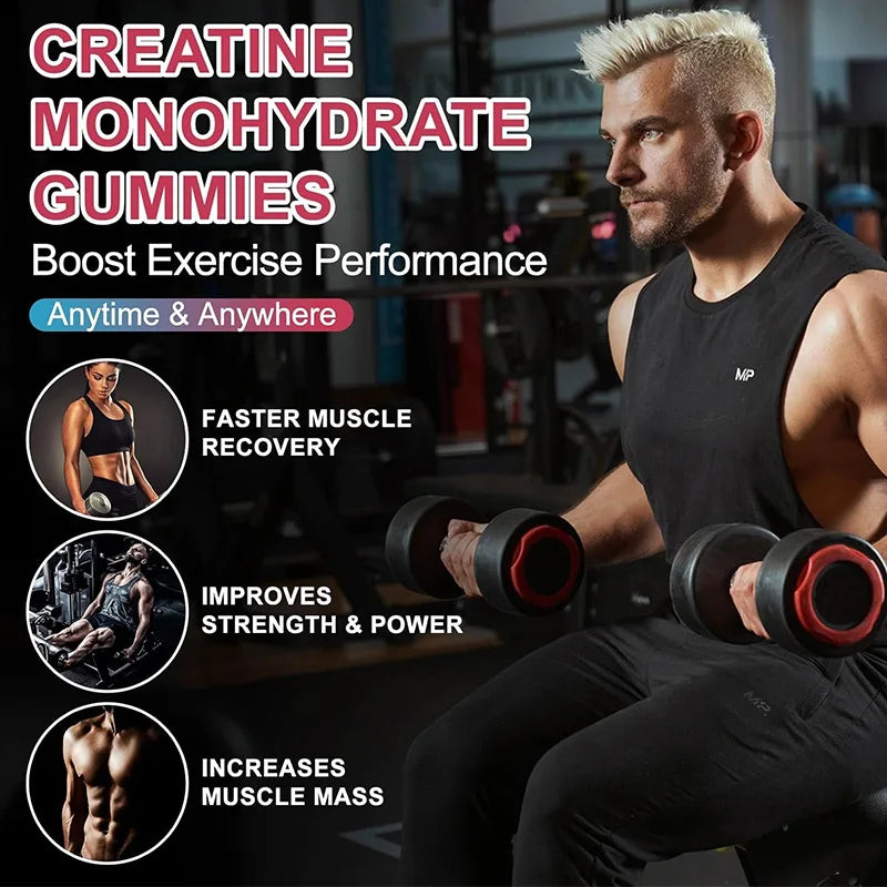Creatine Monohydrate Gummies 6000Mg Sugar Free Chewable Creatine for Muscle Strength Muscle Builder Energy Boost