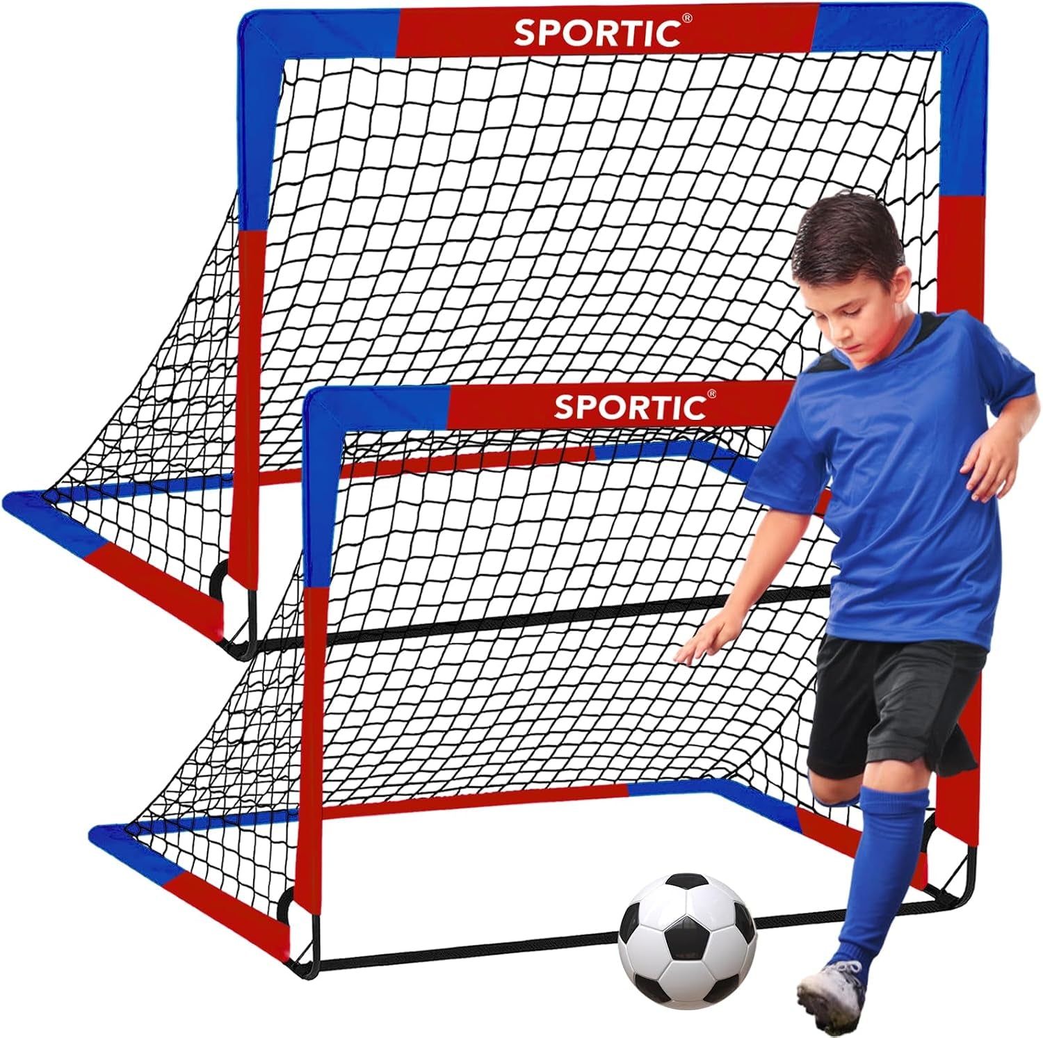 2 Pack 4' X 3' Soccer Goal Net Set, Pop up Kids Practice Soccer Goals for Indoor and Outdoor.Portable Soccer Net with Carrying Bag & Ground Pegs, Perfect for Backyard, Field, Court