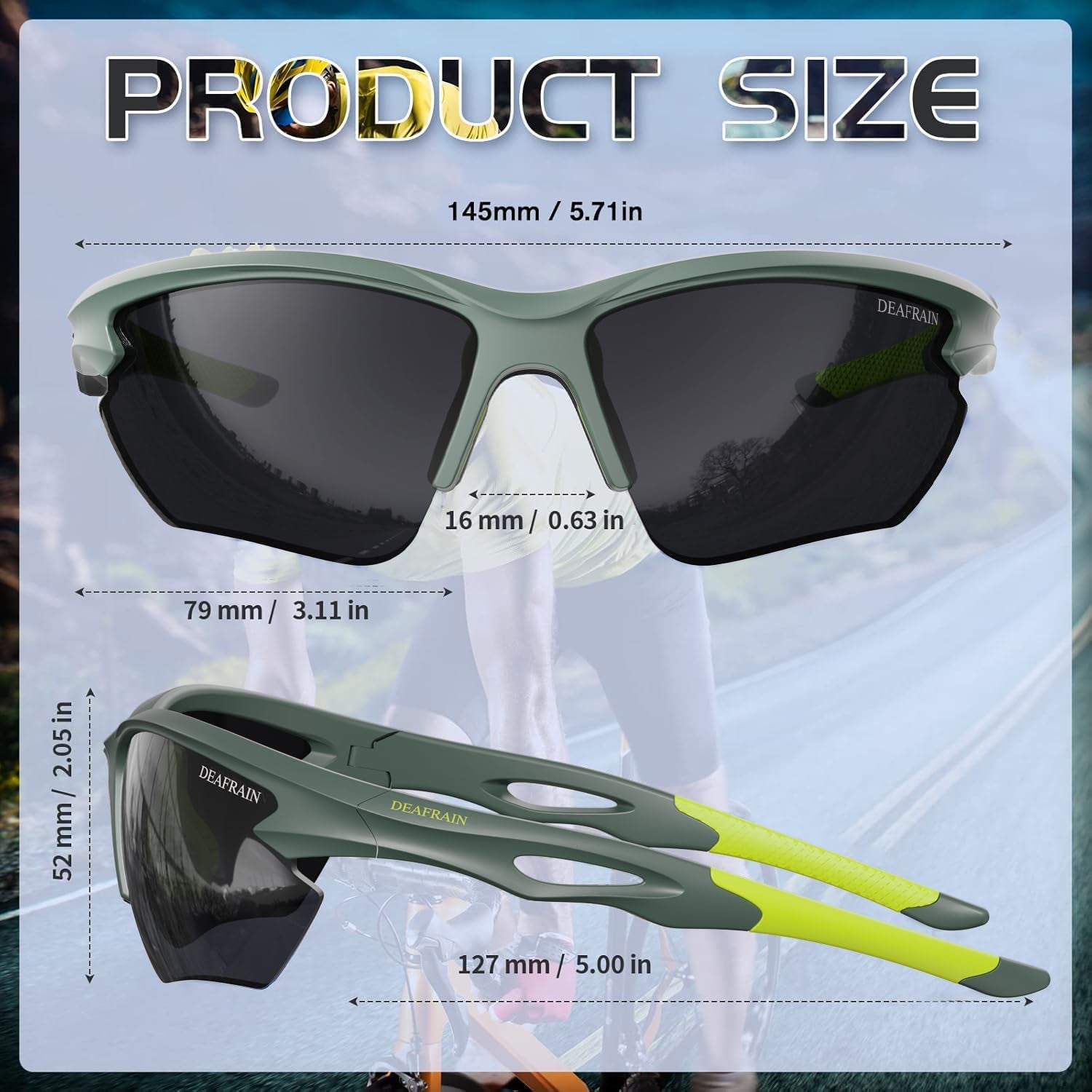 Sports Sunglasses Polarized for Men Women | Running Cycling Fishing, TR90 Unbreakable Frame, UV Protection, Z87