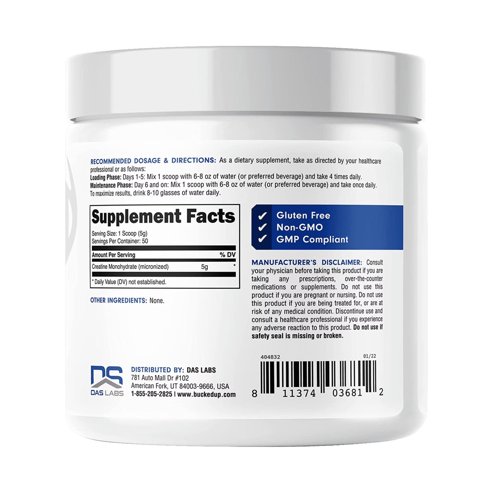 Essentials Creatine Monohydrate, Enhances Muscle Performance, Unflavored, 50 Servings