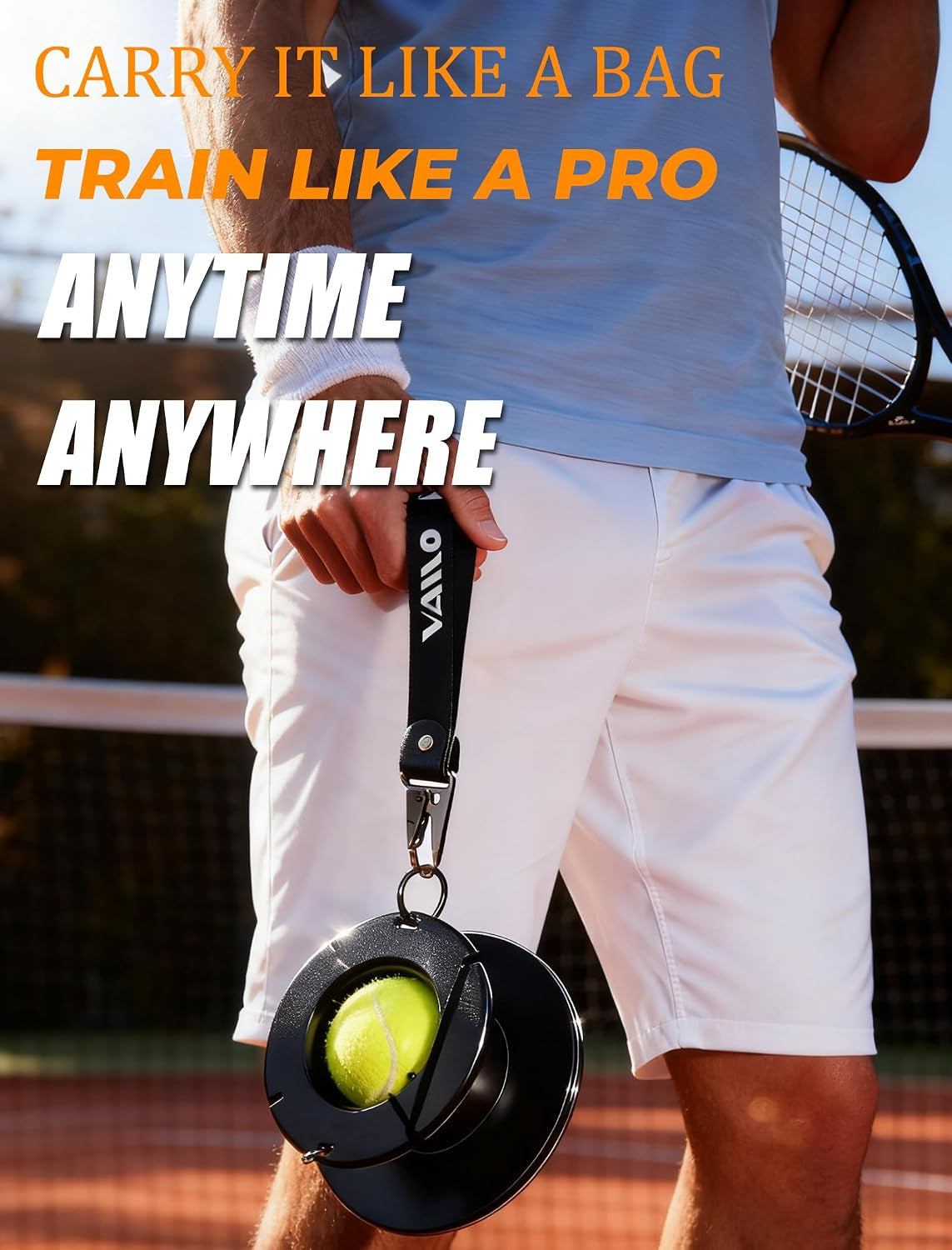 Professional Tennis Trainer - Full Metal Portable Solo Rebounder with 3 High-Elastic String Balls, Ideal for Adults, Kids, Beginners & Advanced Players