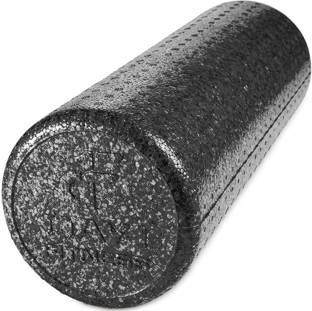 High Density Muscle Foam Rollers - Sports Massage Rollers for Stretching, Physical Therapy, Deep Tissue, Myofascial Release - Ideal for Exercise and Pain Relief - Solid Black, 12"