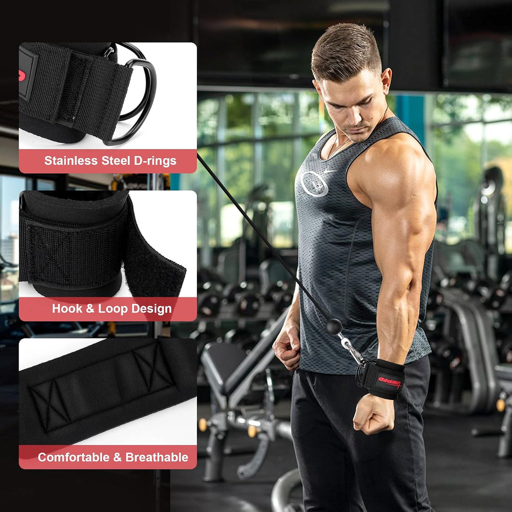 Wrist Straps for Cable Machines Wrist Cuffs for Men Woman Neoprene Padded Straps for Gym Strength Training Equipment