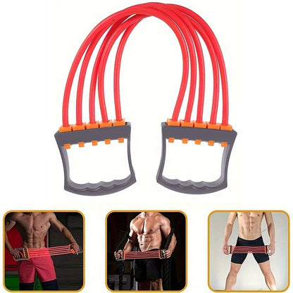 Full Body Workout Set - Chest Expander with 5 Removable Resistance Bands for Pilates, Push Ups, and Muscle Training - Strengthen