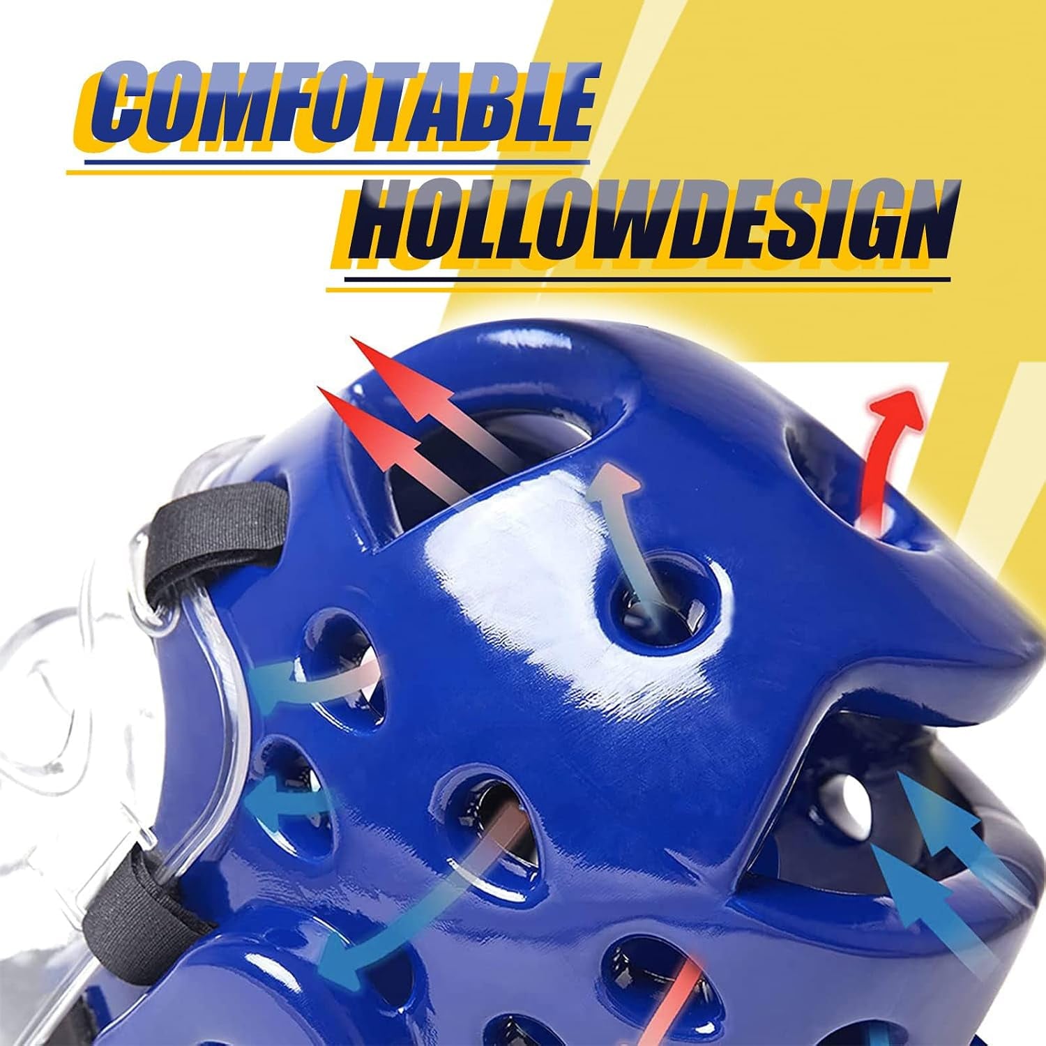 Kids Adults Karate Headgear, with Removable PC Face Shield Eva High-Density Foam Taekwondo Helmet Multiple Vents for Sparring Grappling Muay Thai Kickboxing MMA Karate Taekwondo Training