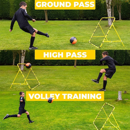 Soccer Rebounder Net with 20 Elastic Ropes Kickback Football Practice Net Target Goal Rebound Net Beginner Training Aid