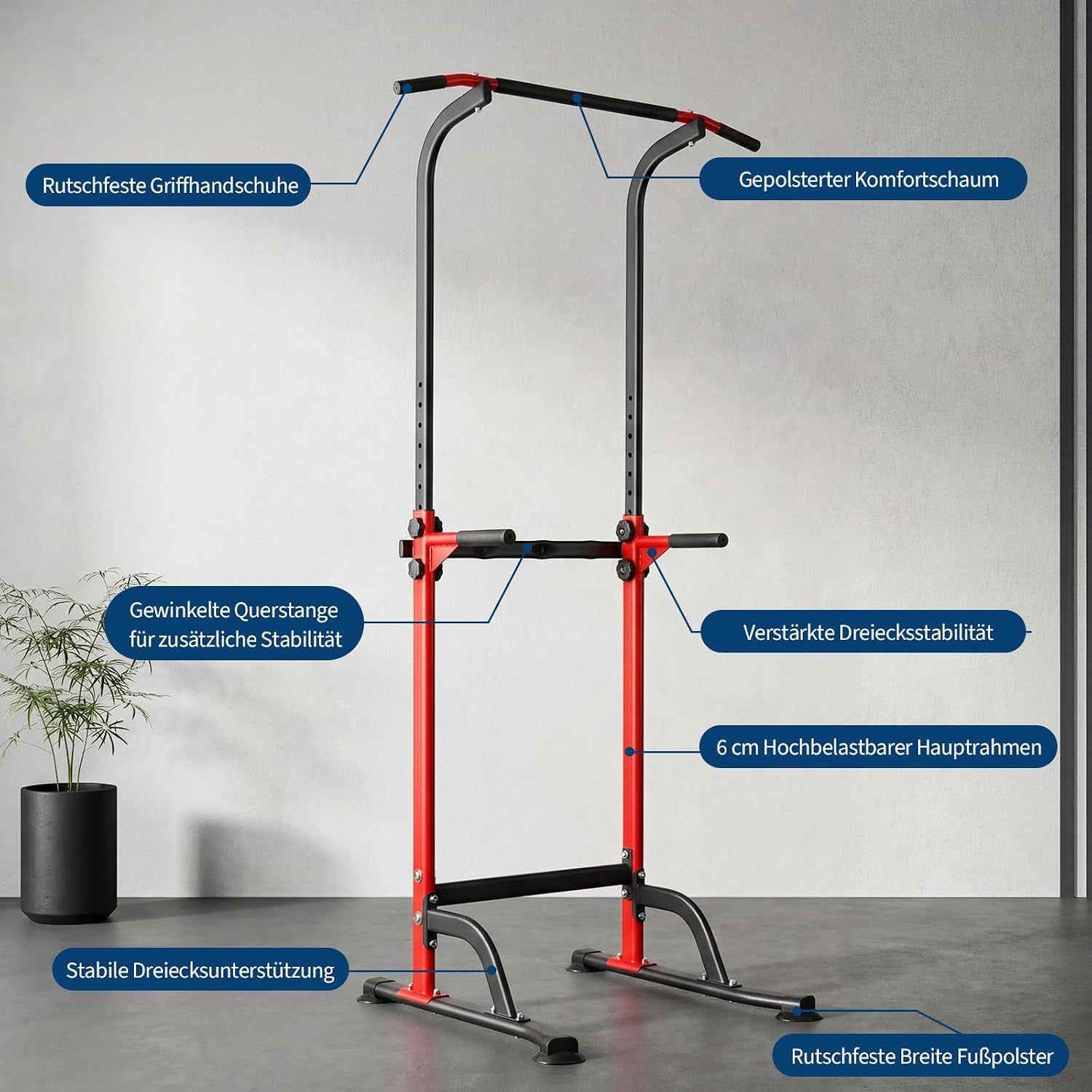 Power Tower Dip Station - Height Adjustable Pull up Bar with Dip | Bars - Multifunctional Training Station for Strength Training, Pull-Ups, Knee Lifts, Push-Ups and Dips